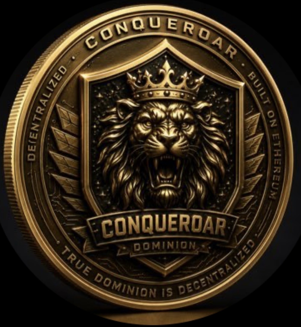 Conqueroar Dominion gold coin featuring a crowned lion
